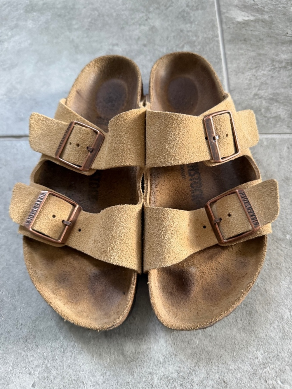 Birkenstock Arizona Latte Cream Suede Leather Size 38